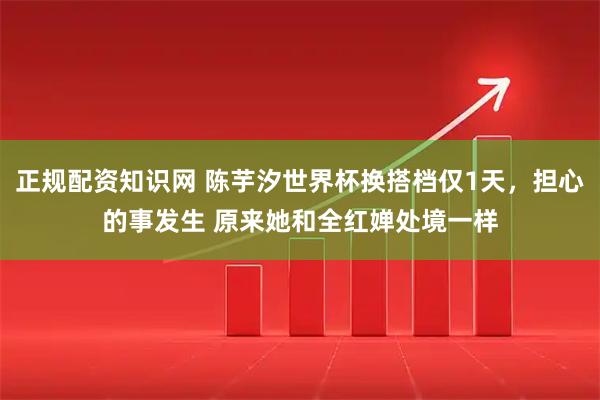 正规配资知识网 陈芋汐世界杯换搭档仅1天，担心的事发生 原来她和全红婵处境一样